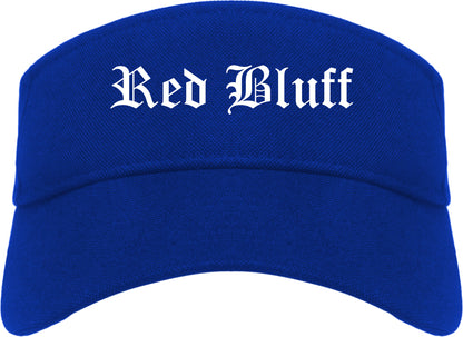 Red Bluff California CA Old English Mens Visor Cap Hat Royal Blue