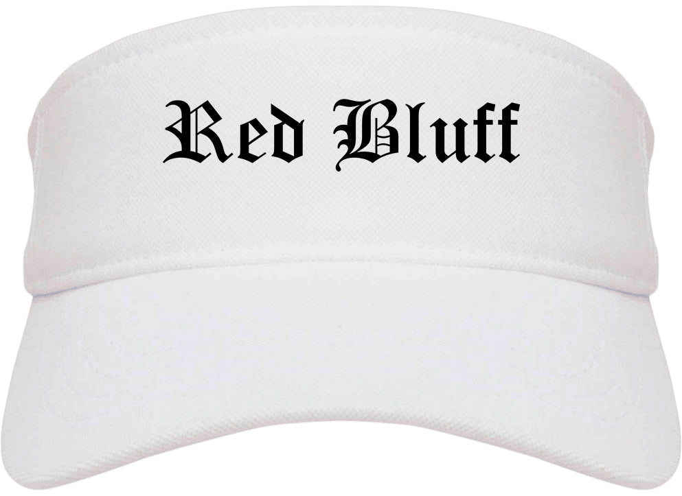 Red Bluff California CA Old English Mens Visor Cap Hat White