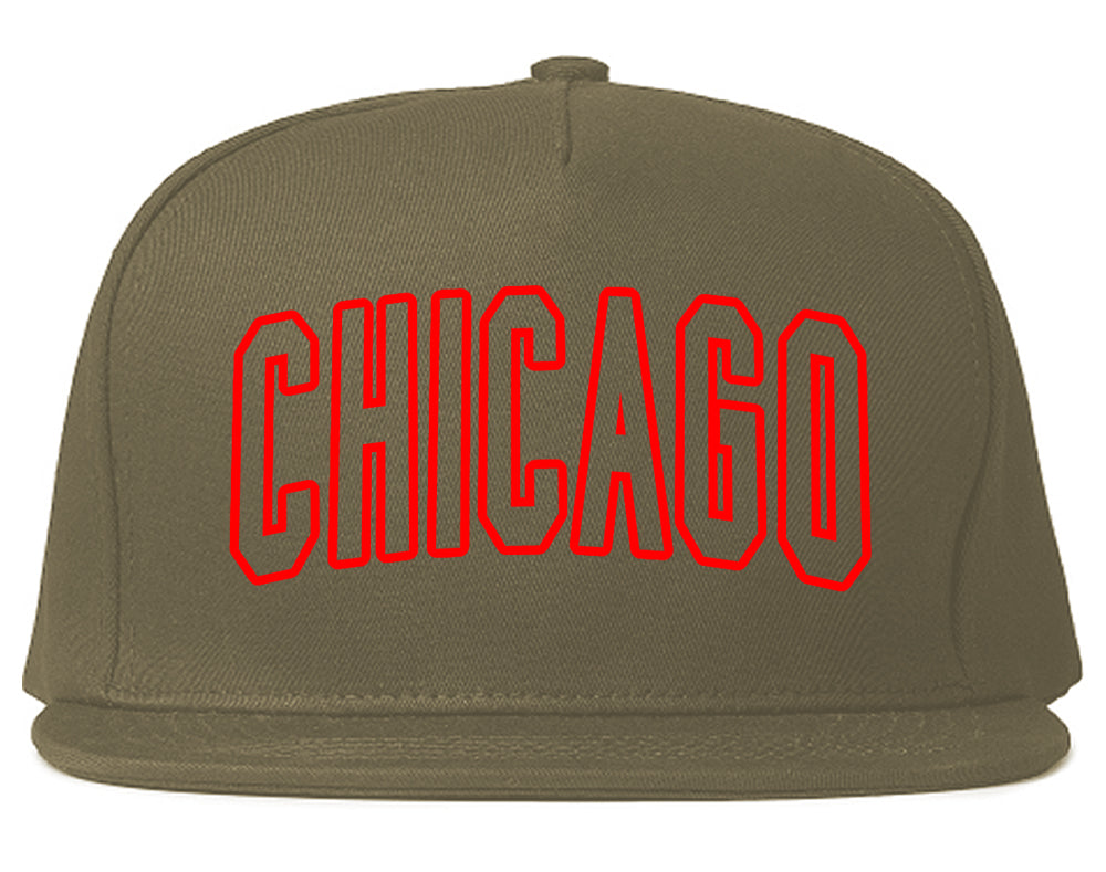Red Chicago Illinois Outline Mens Snapback Hat Grey