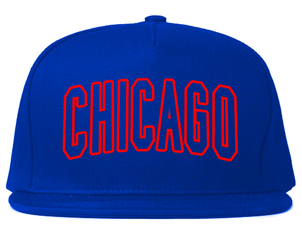 Red Chicago Illinois Outline Mens Snapback Hat Royal Blue