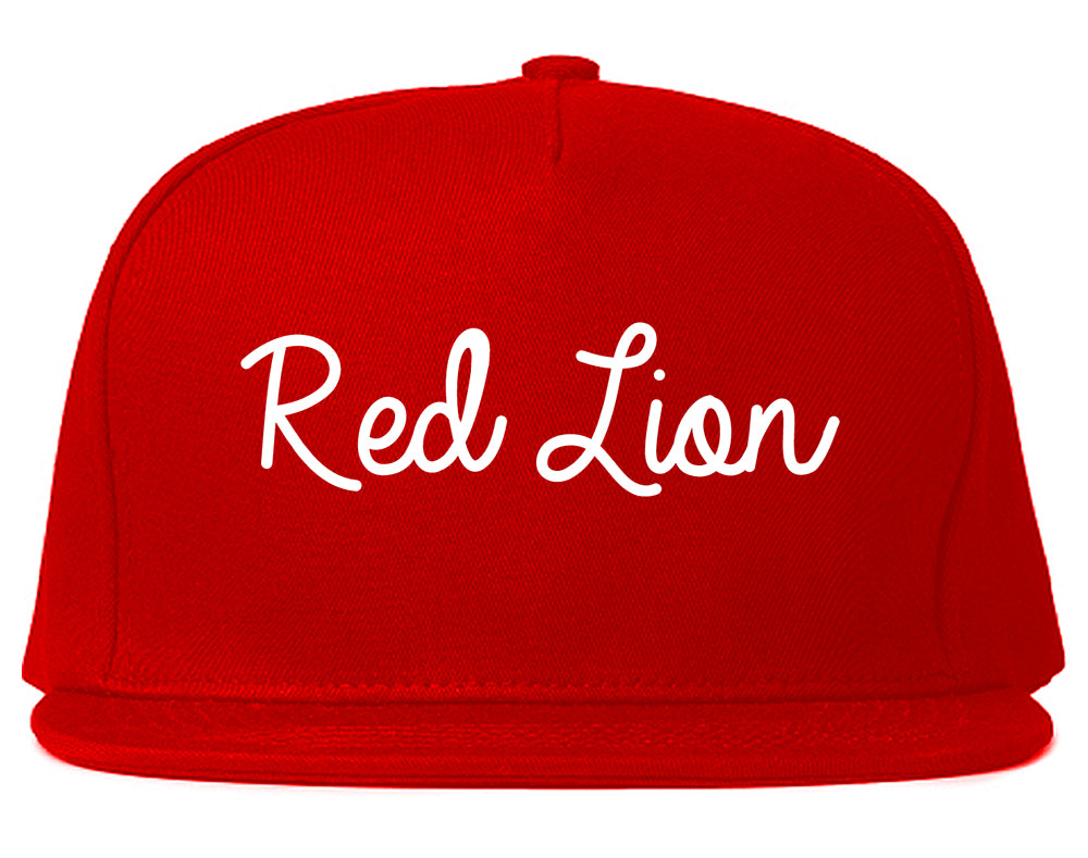 Red Lion Pennsylvania PA Script Mens Snapback Hat Red