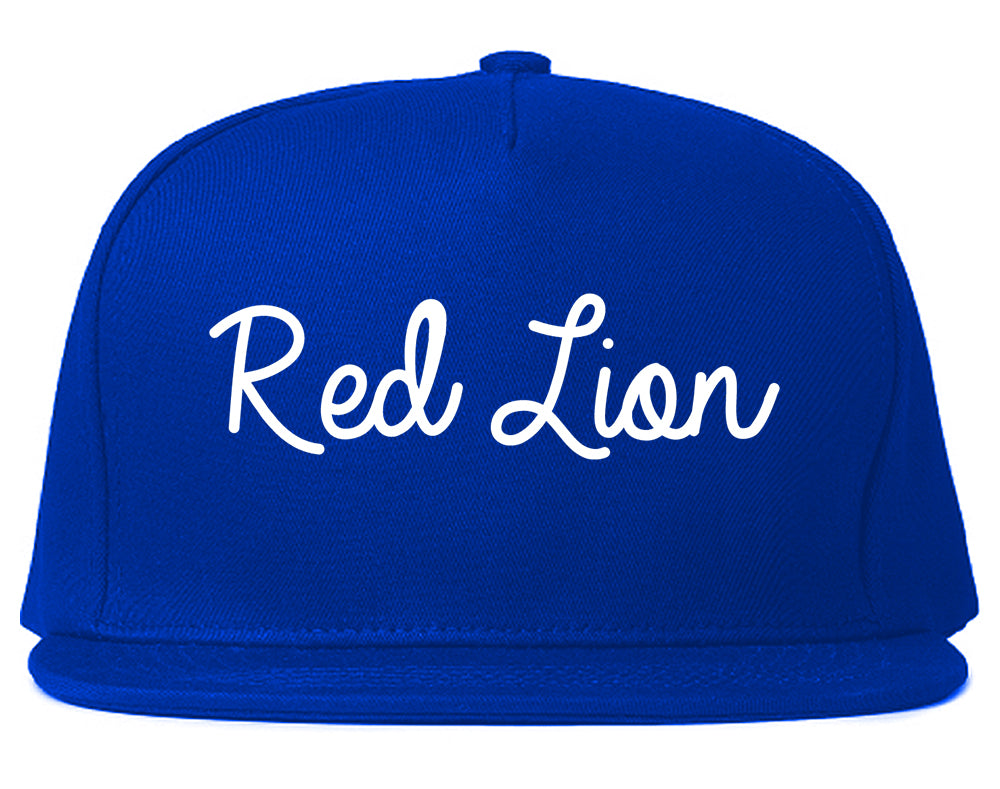 Red Lion Pennsylvania PA Script Mens Snapback Hat Royal Blue