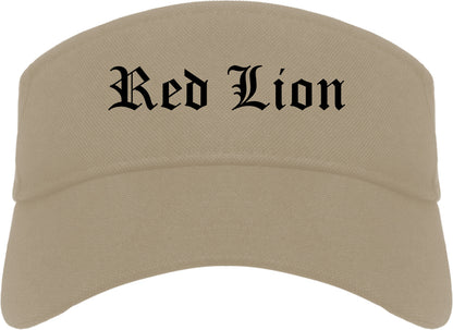 Red Lion Pennsylvania PA Old English Mens Visor Cap Hat Khaki