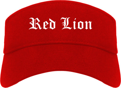 Red Lion Pennsylvania PA Old English Mens Visor Cap Hat Red