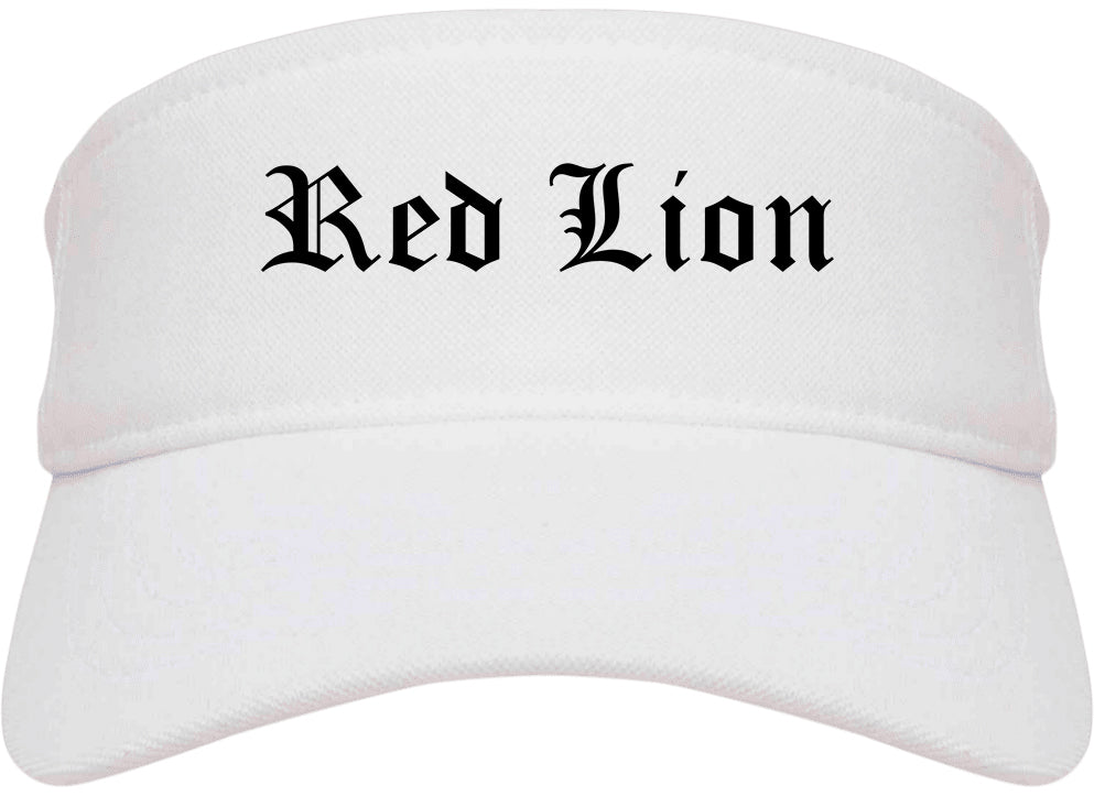 Red Lion Pennsylvania PA Old English Mens Visor Cap Hat White