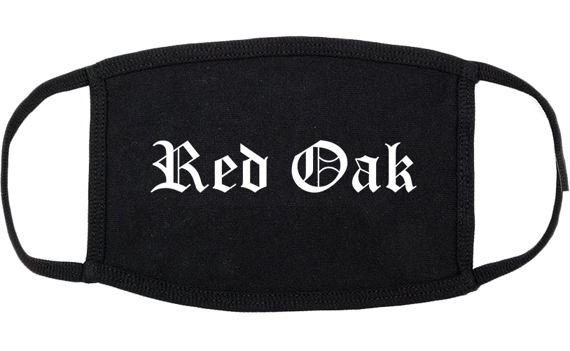 Red Oak Iowa IA Old English Cotton Face Mask Black
