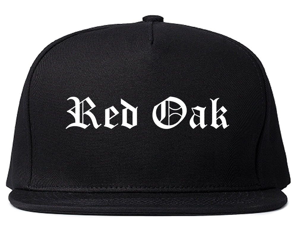 Red Oak Iowa IA Old English Mens Snapback Hat Black