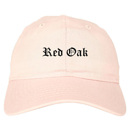 Red Oak Iowa IA Old English Mens Dad Hat Baseball Cap Pink