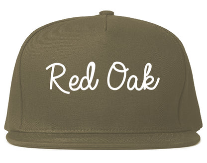 Red Oak Iowa IA Script Mens Snapback Hat Grey