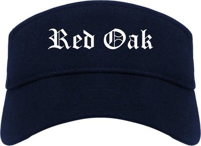 Red Oak Iowa IA Old English Mens Visor Cap Hat Navy Blue