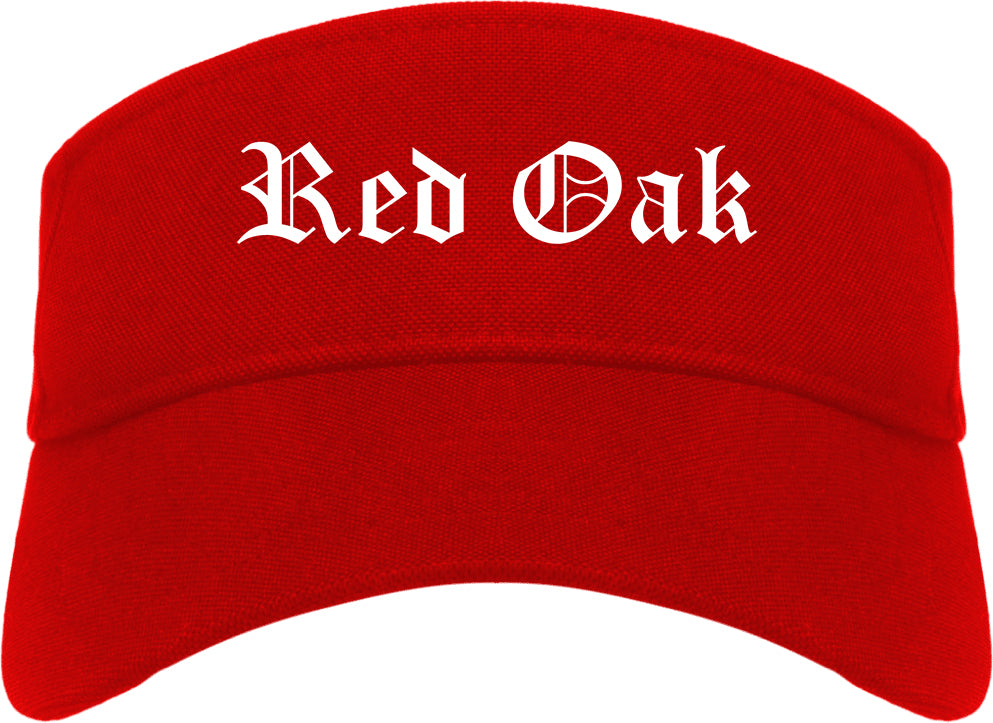 Red Oak Iowa IA Old English Mens Visor Cap Hat Red