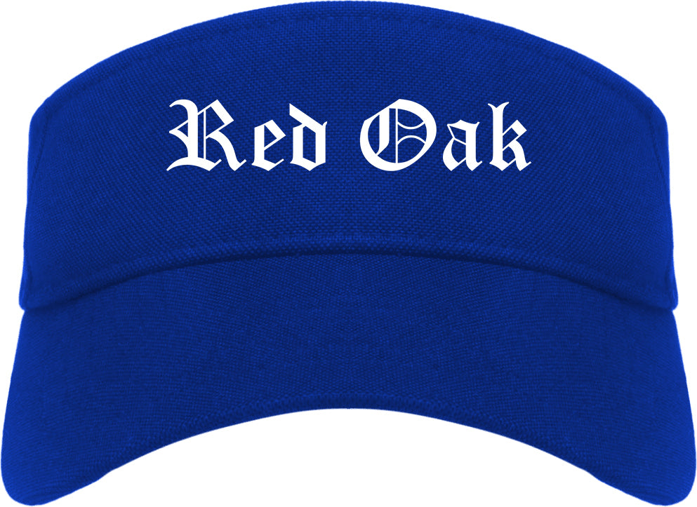 Red Oak Iowa IA Old English Mens Visor Cap Hat Royal Blue