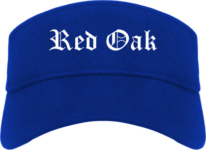 Red Oak Iowa IA Old English Mens Visor Cap Hat Royal Blue