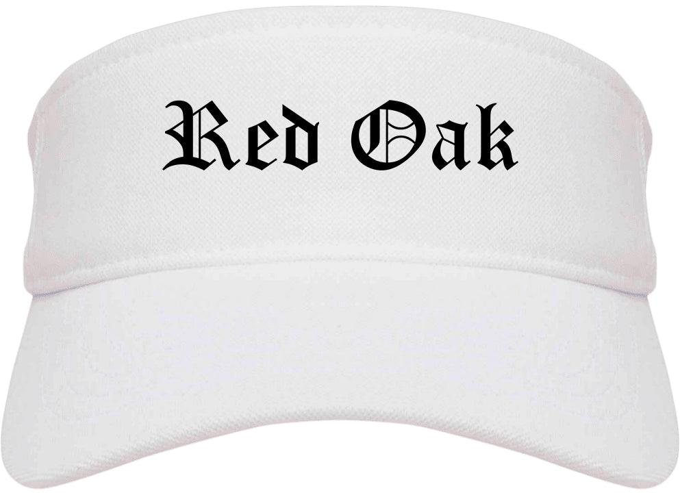 Red Oak Iowa IA Old English Mens Visor Cap Hat White
