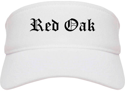 Red Oak Iowa IA Old English Mens Visor Cap Hat White