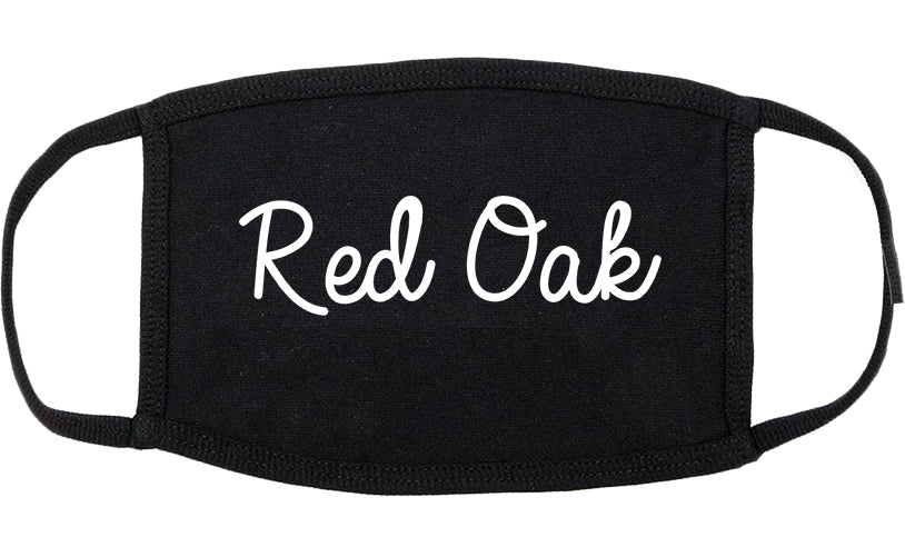 Red Oak Texas TX Script Cotton Face Mask Black