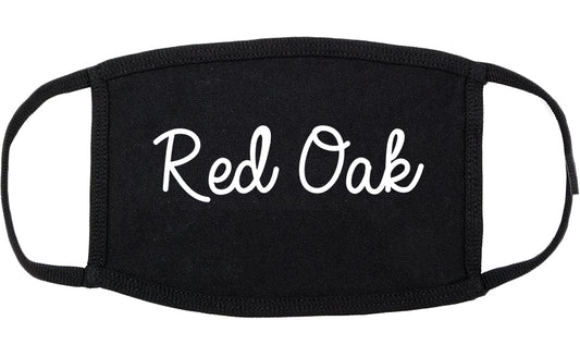 Red Oak Texas TX Script Cotton Face Mask Black
