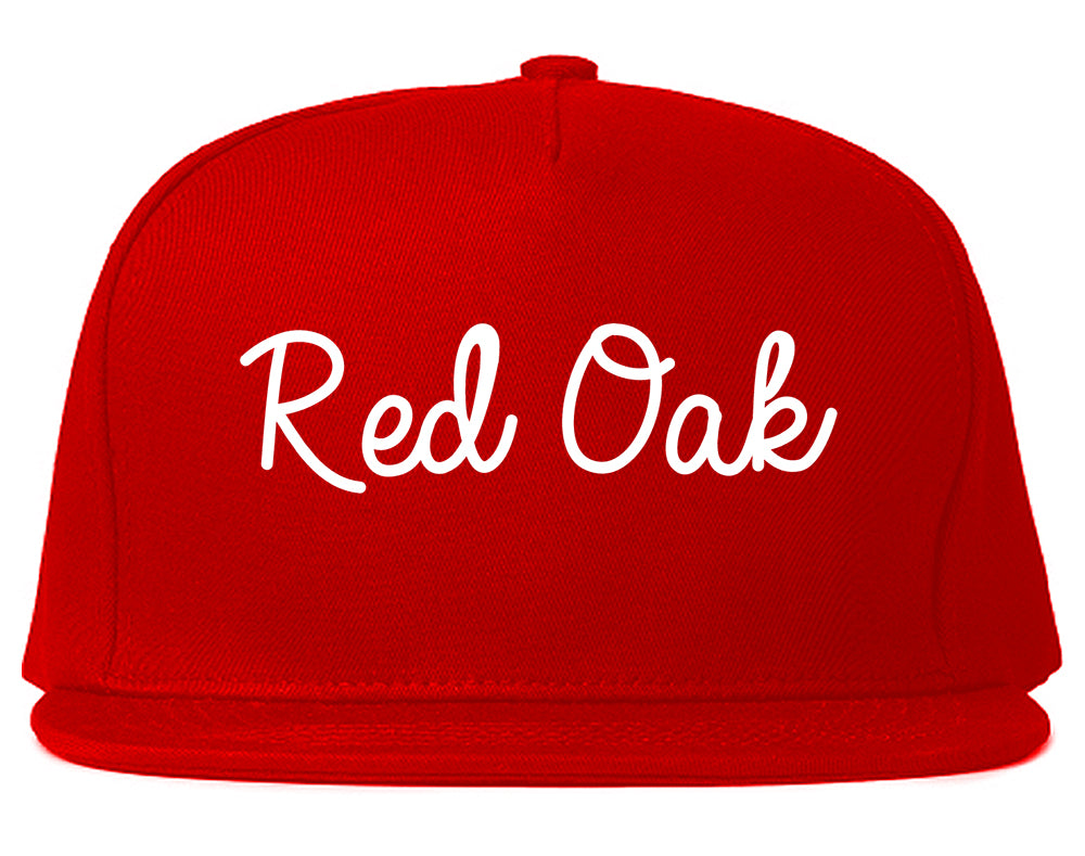 Red Oak Texas TX Script Mens Snapback Hat Red
