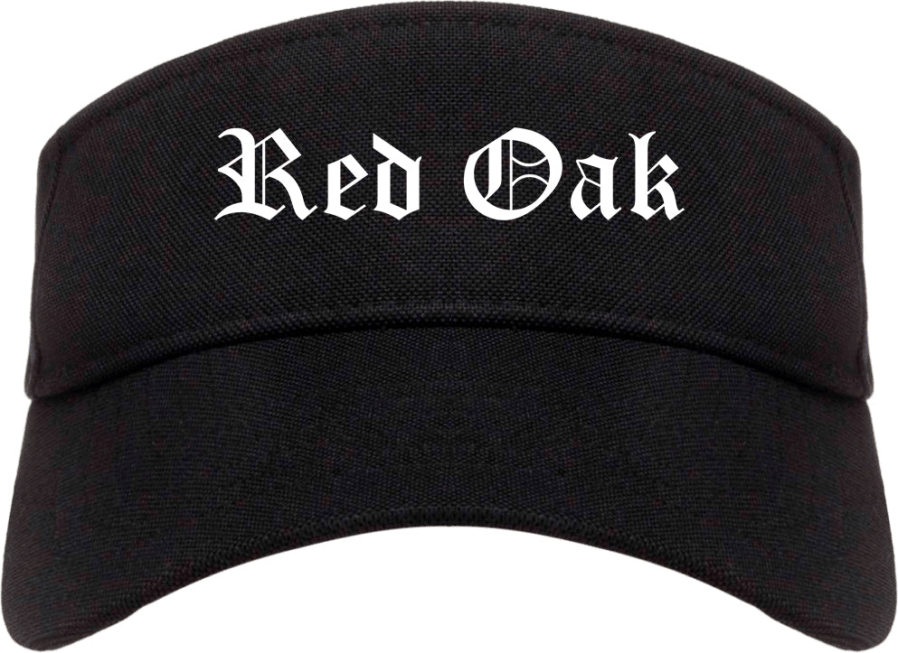 Red Oak Texas TX Old English Mens Visor Cap Hat Black
