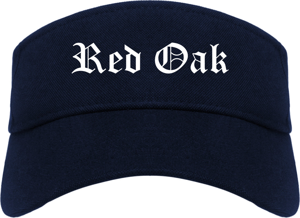 Red Oak Texas TX Old English Mens Visor Cap Hat Navy Blue