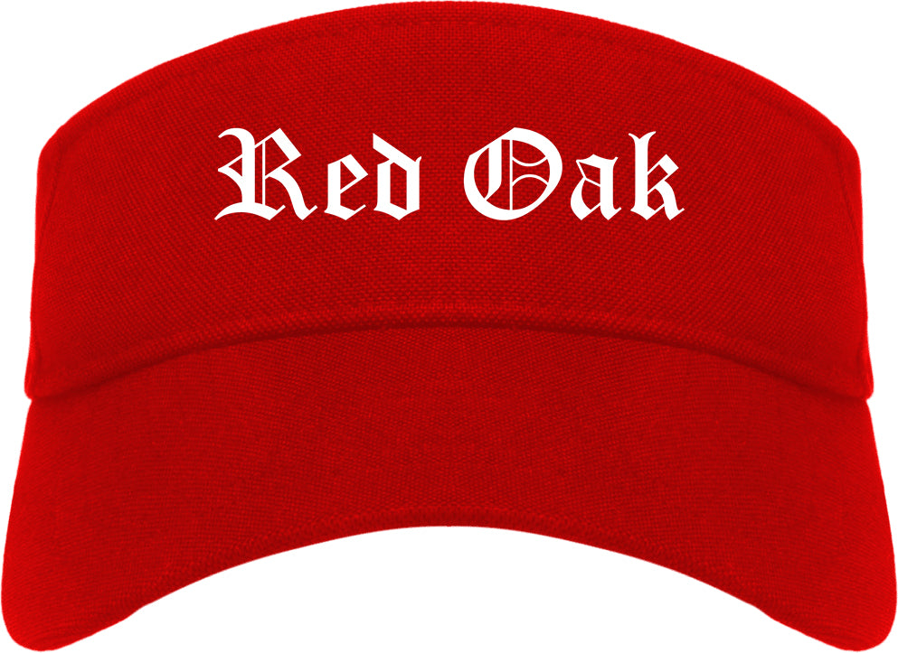 Red Oak Texas TX Old English Mens Visor Cap Hat Red