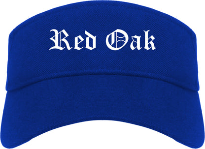 Red Oak Texas TX Old English Mens Visor Cap Hat Royal Blue