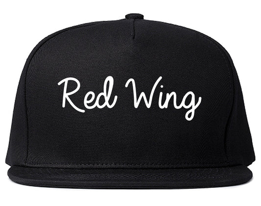 Red Wing Minnesota MN Script Mens Snapback Hat Black