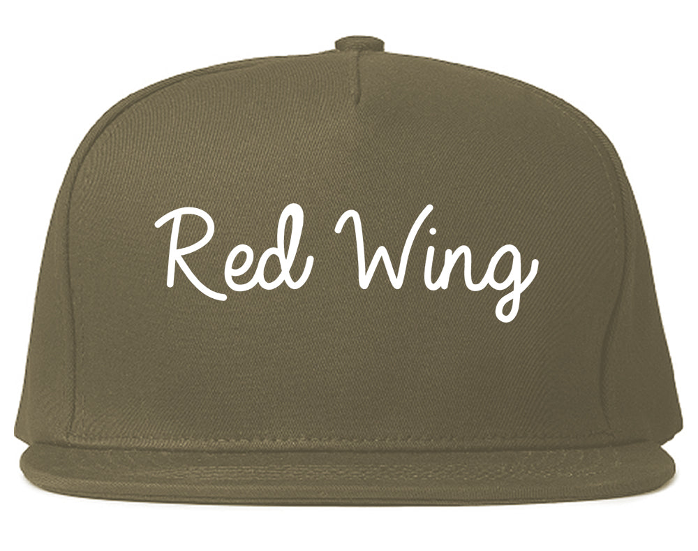 Red Wing Minnesota MN Script Mens Snapback Hat Grey