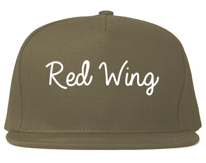 Red Wing Minnesota MN Script Mens Snapback Hat Grey