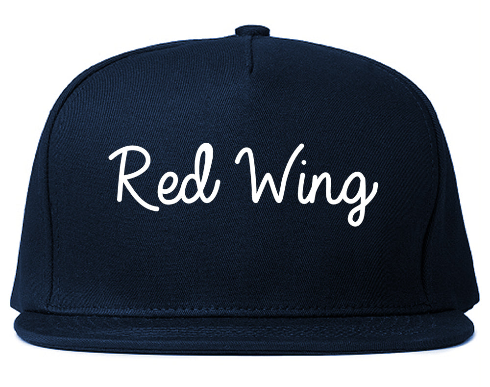 Red Wing Minnesota MN Script Mens Snapback Hat Navy Blue