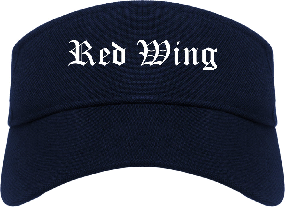 Red Wing Minnesota MN Old English Mens Visor Cap Hat Navy Blue