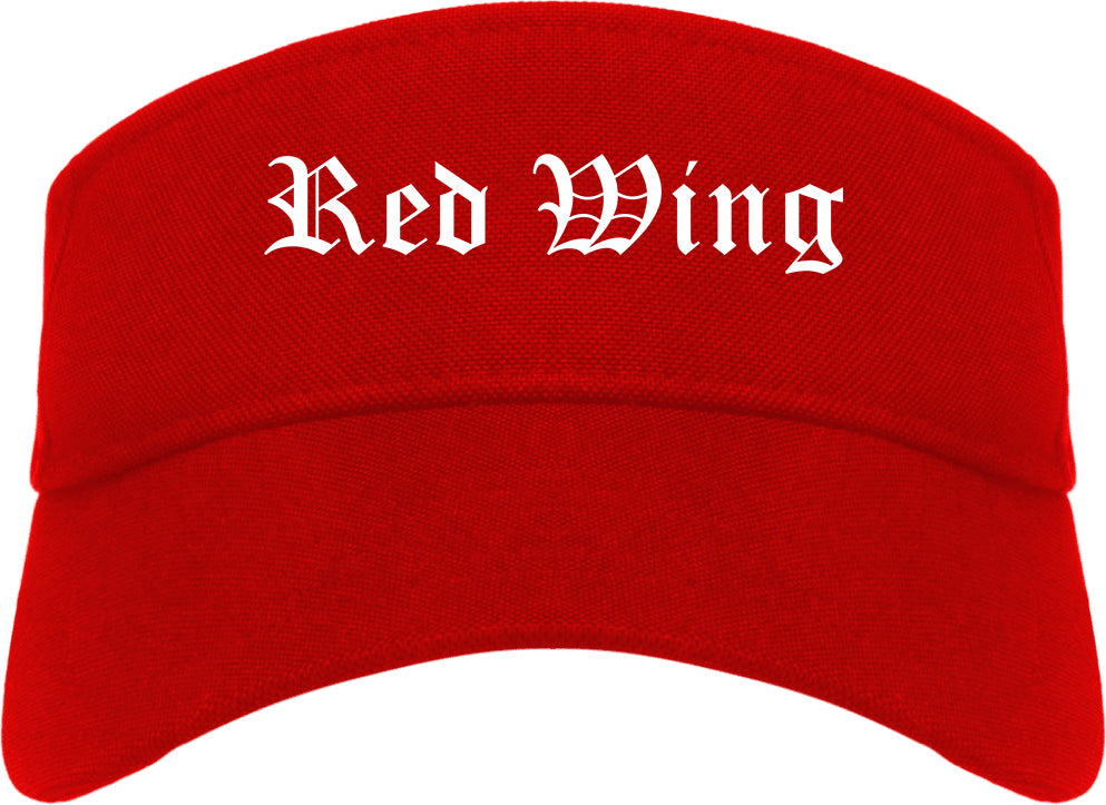 Red Wing Minnesota MN Old English Mens Visor Cap Hat Red