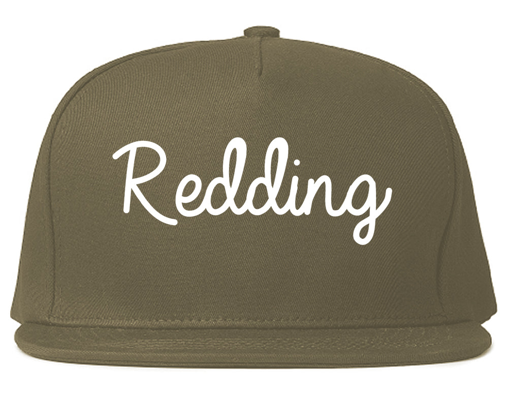 Redding California CA Script Mens Snapback Hat Grey