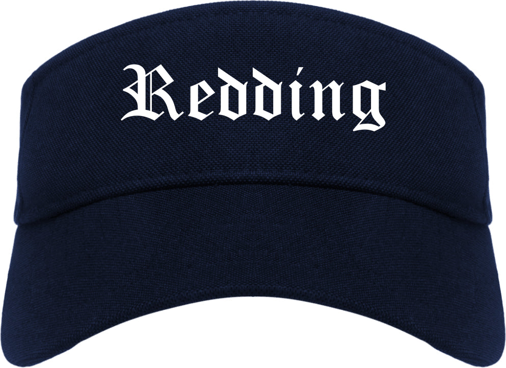 Redding California CA Old English Mens Visor Cap Hat Navy Blue