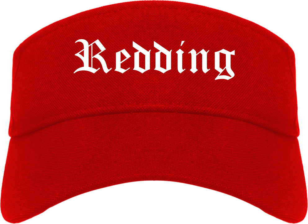 Redding California CA Old English Mens Visor Cap Hat Red