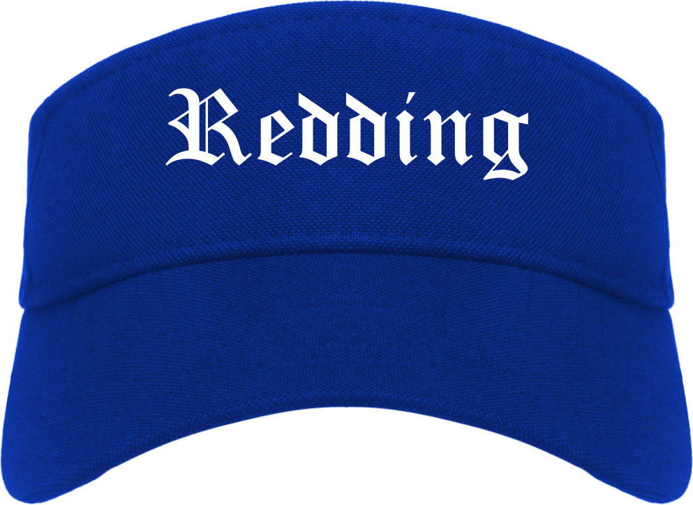 Redding California CA Old English Mens Visor Cap Hat Royal Blue