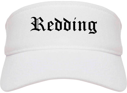 Redding California CA Old English Mens Visor Cap Hat White