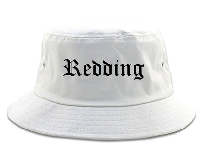 Redding California CA Old English Mens Bucket Hat White