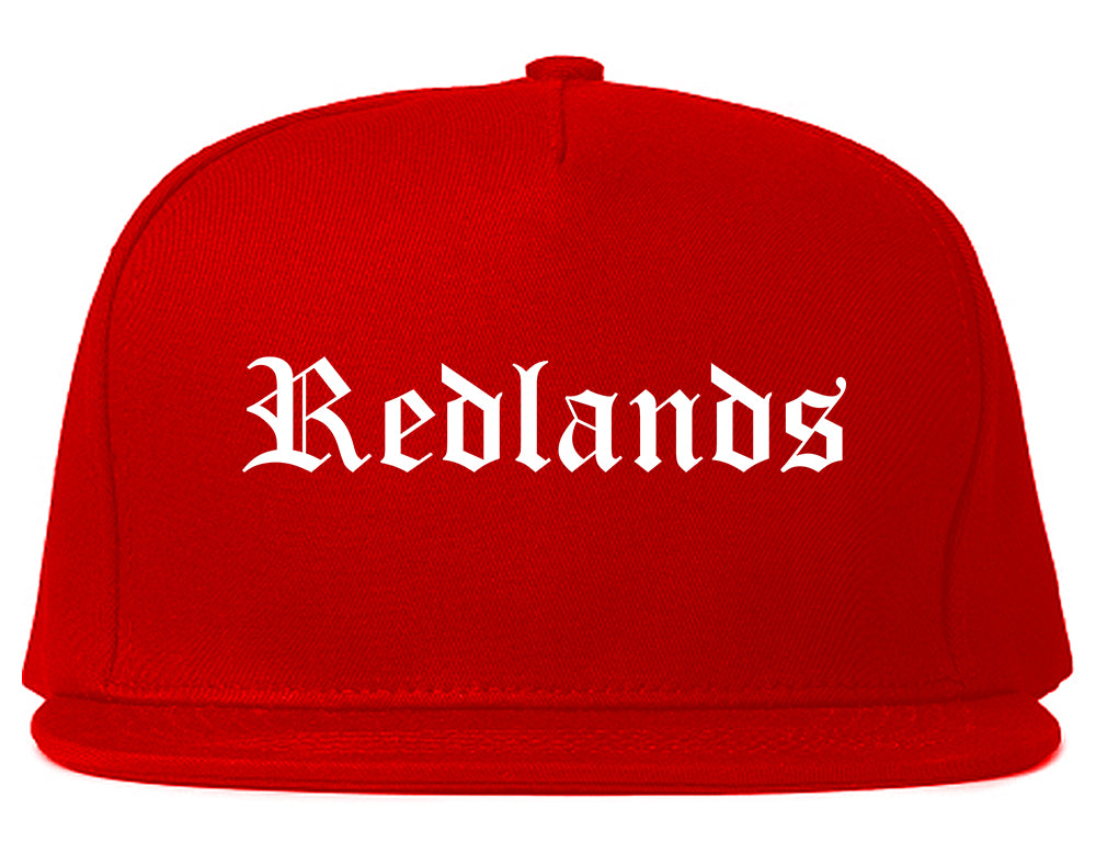 Redlands California CA Old English Mens Snapback Hat Red