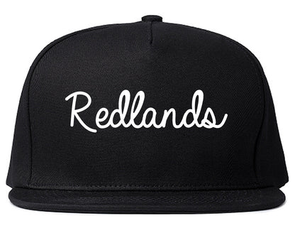 Redlands California CA Script Mens Snapback Hat Black