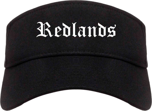 Redlands California CA Old English Mens Visor Cap Hat Black