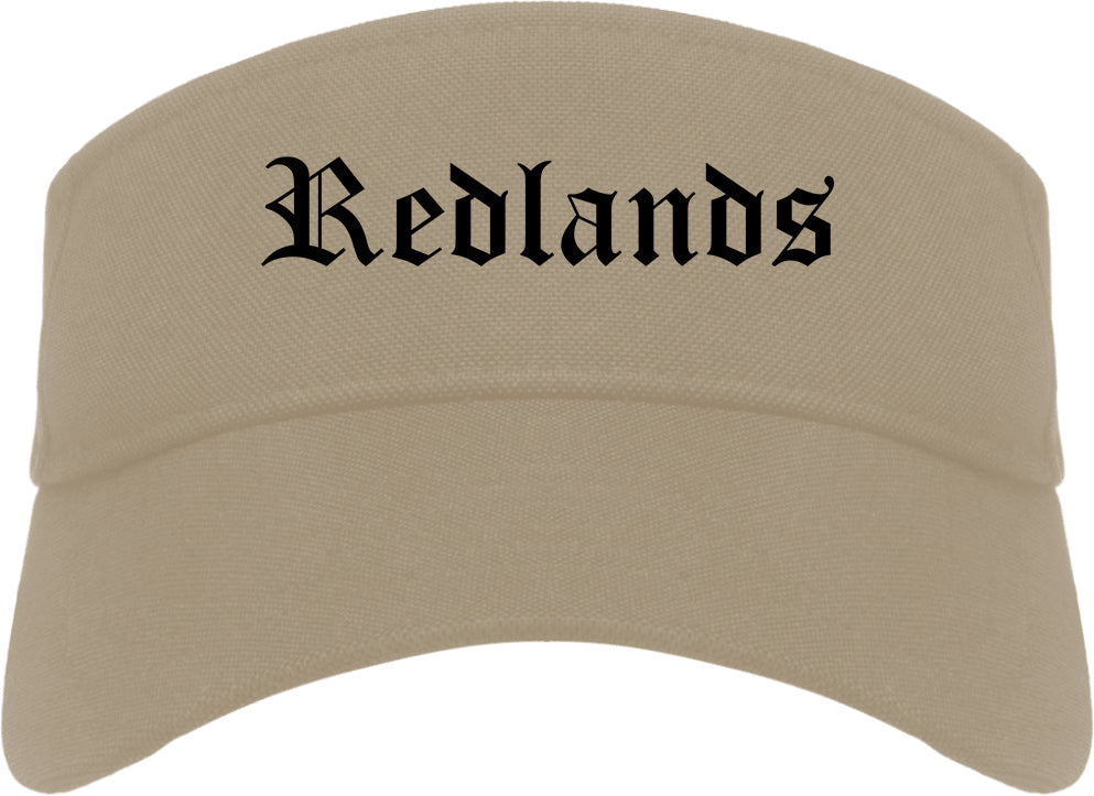 Redlands California CA Old English Mens Visor Cap Hat Khaki