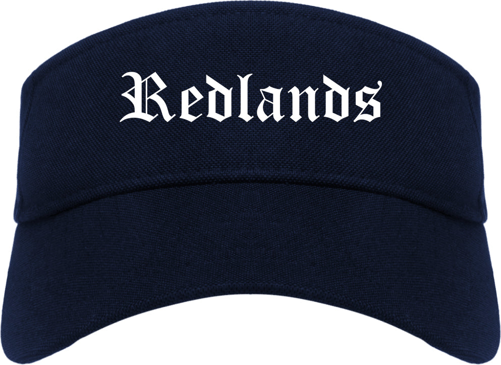 Redlands California CA Old English Mens Visor Cap Hat Navy Blue