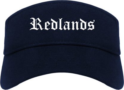 Redlands California CA Old English Mens Visor Cap Hat Navy Blue