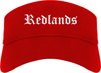 Redlands California CA Old English Mens Visor Cap Hat Red