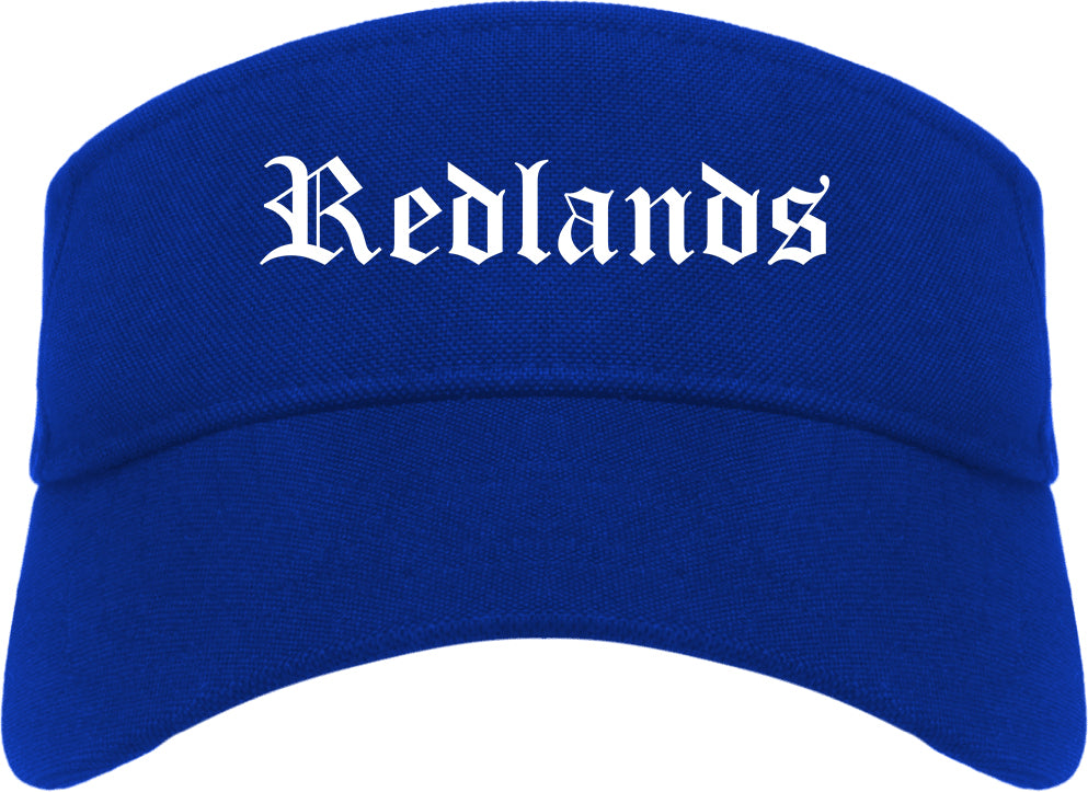Redlands California CA Old English Mens Visor Cap Hat Royal Blue