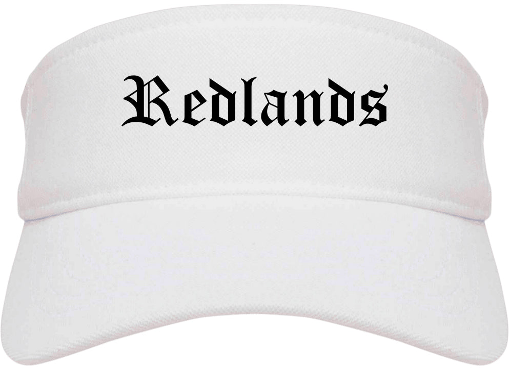 Redlands California CA Old English Mens Visor Cap Hat White