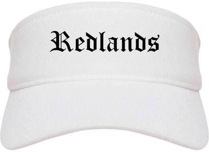 Redlands California CA Old English Mens Visor Cap Hat White