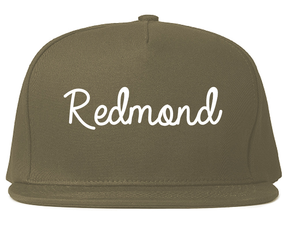 Redmond Oregon OR Script Mens Snapback Hat Grey