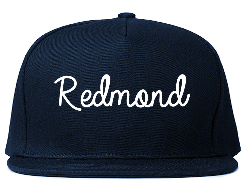 Redmond Oregon OR Script Mens Snapback Hat Navy Blue